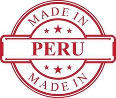 Made in Peru label icon with red color emblem vector