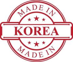 Made in Korea label icon with red color emblem vector