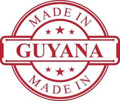 hecho en icono de etiqueta de guyana con emblema de color rojo vector