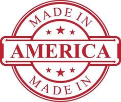 Made in America label icon with red color emblem vector