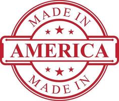 Made in America label icon with red color emblem vector