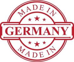 Made in Germany label icon with red color emblem vector