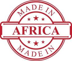 Made in Africa label icon with red color emblem on the white background. Vector quality logo emblem design element. Vector illustration EPS.8 EPS.10