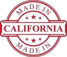 Made in California label icon with red color emblem vector