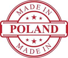 Made in Poland label icon with red color emblem vector