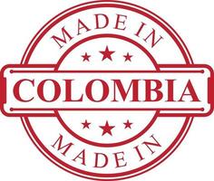 Made in Colombia label icon with red color emblem vector