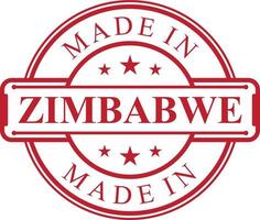 Made in Zimbabwe label icon with red color emblem vector