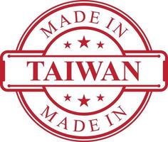 Made in Taiwan label icon with red color emblem vector