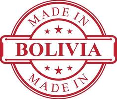 Made in Bolivia label icon with red color emblem vector