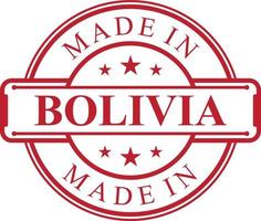 Made in Bolivia label icon with red color emblem vector