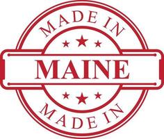 Made in Maine label icon with red color emblem vector