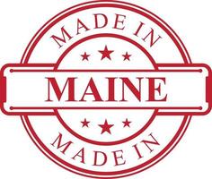 Made in Maine label icon with red color emblem vector