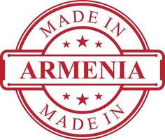 Made in Armenia label icon with red color emblem vector