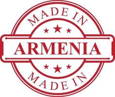 icono de etiqueta hecho en armenia con emblema de color rojo vector