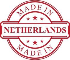 Made in Netherlands label icon with red color emblem vector