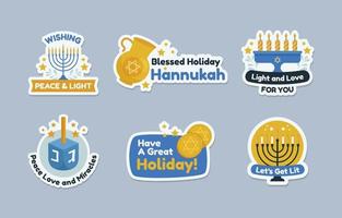 saludo de hannukah pegatinas vector