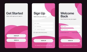 login and sign up ui concept in pink color vector