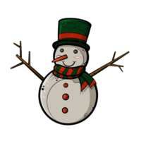 bonhomme de neige avec balai et chapeau png
