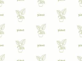 Plant cartoon character seamless pattern on white background vector