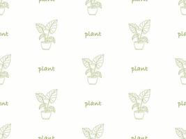 Plant cartoon character seamless pattern on white background vector