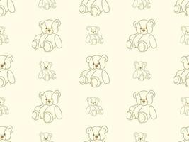 Bear cartoon character seamless pattern on orange background vector