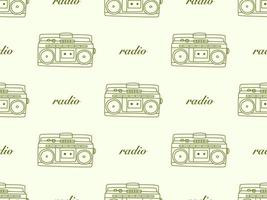 Radio cartoon character seamless pattern on yellow background vector