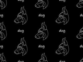 Dog cartoon character seamless pattern on black background vector