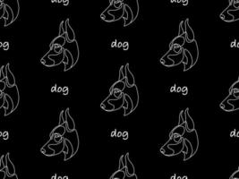 Dog cartoon character seamless pattern on black background vector