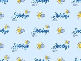 Holidays cartoon character seamless pattern on blue background vector