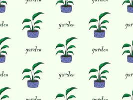 Gardens cartoon character seamless pattern on green background vector