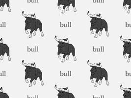 Bull cartoon character seamless pattern on white background vector