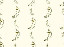 Banana cartoon character seamless pattern on yellow background vector