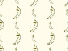 Banana cartoon character seamless pattern on yellow background vector