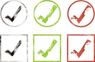 green black and red check marks . Circle and square grunge watercolor effect vector