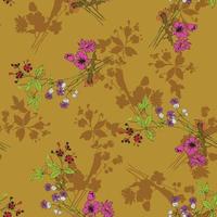 Seamless Floral Pattern in vector.Wild flowers, leaves, branches, candies repeat pattern design set.Handmade. Wallpaper, fabric or design of gift paper. Vector illustration.Print for bed linens.