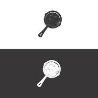 Frying pan icon with grunge effect vector