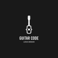 diseño de logotipo de código de guitarra en fondo aislado guitarra con plantilla de icono de logotipo de código, vector