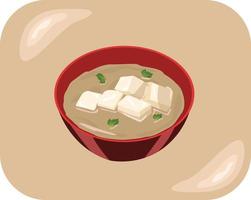 ilustración de diseño plano de cocina asiática de sopa de miso vector