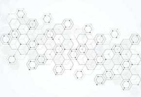 Abstract science template. Technology lines and dots connection background. Wallpaper or banner with a DNA molecules. Vector illustration