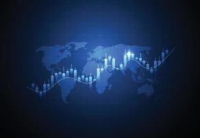 Gráfico del gráfico del palo de la vela del negocio del comercio de inversiones del mercado de valores en el diseño del fondo blanco punto alcista, tendencia del gráfico. ilustración vectorial vector