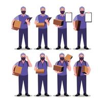 vector delivery is a design of several people wearing masks, who are ready to deliver orders to consumers