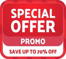 Special Offer Promo 70 Off Tag Discount Price Label Advertising vector