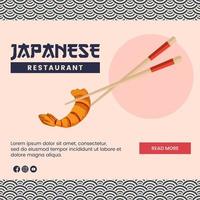 Asian food illustration design of Japanese Food for presentation social media template vector