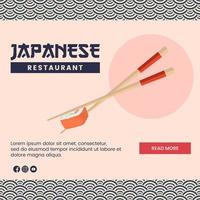 Asian food illustration design of Japanese Food for presentation social media template vector