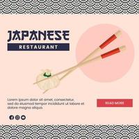diseño de ilustración de comida asiática de comida japonesa para presentación plantilla de redes sociales vector
