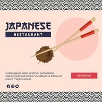 Asian food illustration design of Japanese Food for presentation social media template vector