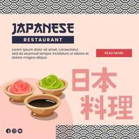 Asian food illustration design of Japanese Food for presentation social media template vector