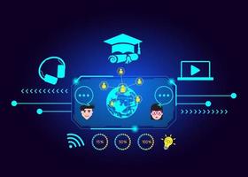 concepto de educación e-learning aprendizaje en línea con seminarios web, tutoriales en video, lecciones en Internet vector