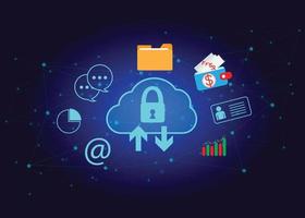 cloud icon concept of big data access, global network connection, data search, use of computing resources to make transactions with internet technology online and Cyber Security Data Protection. vector