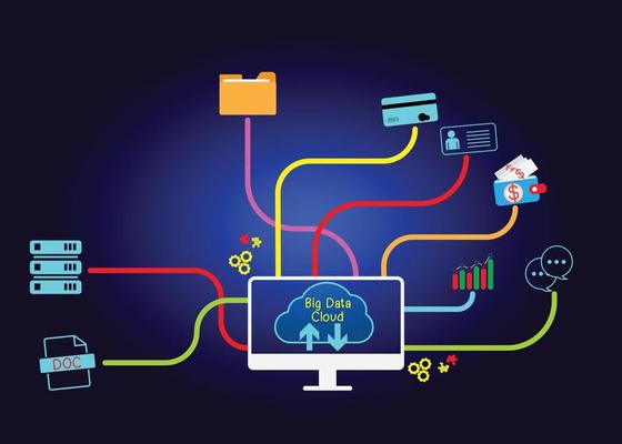 cloud icon concept of big data access, global network connection, data search, use of computing resources to make transactions with internet technology online and Cyber Security Data Protection.